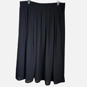 ModCloth Black Midi Skirt Chiffon‎ 8 Pleated A‑Line Dark Academia Whimisigoth